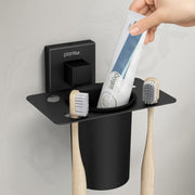 Plantex Tumbler Holder for Bathroom/Stainless Steel Toothpaste Holder/Toothbrush Holder/Bathroom Accessories - Pack of 1 (Black)