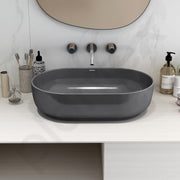 Plantex Wash Basin for Bathroom/Tabletop Designer Ceramic Basin/Countertop Wash Basin for Home/Office (Metalic grey - 22 x 14 x 6 Inch)