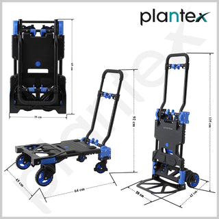 Plantex Multipurpose Folding Platform Trolley/Trolley/Cart/Industrial Trolley/Trolley for Goods Carrying/Portable Trolly Push Cart with Telescopic Handle(Black & Bule)