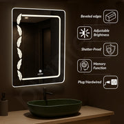 Plantex LED Bathroom Mirror with 3 Tone/Designer Mirror for Living Room/Bedroom/Dressing Room - Rectangle Shape (18 X 24 Inch)