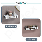 Plantex Bathroom Shelf Rack/ABS & Stainless Steel Shelf for Bathroom Rack/ Bathroom Organiser/Kitchen Shelves -(14x5 inches, Chrome)