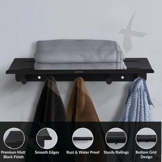Plantex Stainless Steel Towel Hanger for Bathroom/Towel Rack/Bathroom Hanger for Clothes/Towel Holder/Bathroom Accessories -Pack of 1 (Black)