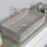 Plantex Tabletop Wash Basin/Bathroom Sink/Wash Basin Over Counter/Designer Ceramic Wash Basin for Bathroom (Marble Finish, 24 x 13 x 5 Inch)
