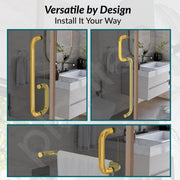 Plantex Shower Door Handle/Stainless Steel Towel Bar Combination/Towel Holder for Glass Shower Door and Bath Door Pull Handle - Pack of 1 (Brass Antique)