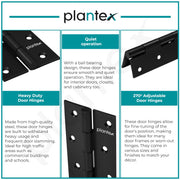 Plantex Door Hinges 6 Inch x 12 Gauge/2.5 mm Thickness/Hinges for Main Door/Butt Hinges for Home/Office/Hotel/Kabja/Soft Close Hinge - Pack of 12 (Z-Black)