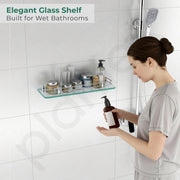 Plantex Premium Transparent Bathroom Glass Shelf/Glass Shelf for Living Room/Bathroom & Kitchen Accessories- (Polished, 18x6 Inches) - Pack of 1