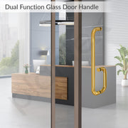 Plantex Shower Door Handle/Stainless Steel Towel Bar Combination/Towel Holder for Glass Shower Door and Bath Door Pull Handle - Pack of 1 (Brass Antique)