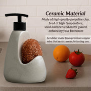 Plantex Ceramic Soap Dispenser with Scruber/Liquid Soap Dispenser/Sink Dish Washing Soap Dispenser Set/Soap Dispenser for Wash Basin Ceramic - Bathroom Accessories