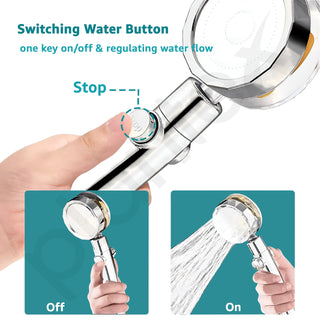 Plantex Hand Shower for Bathroom/ABS Turbo Fan Supercharged Handheld Shower/360° Rotatable High-Pressure Rain Shower (Chrome)