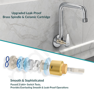 Plantex Brass Kitchen Sink Tap/360° Swivel Spout Sink Tap for Kitchen Basin/Water Tap with Brass Wall Flange and Teflon Tape- 7 Year Warranty by Plantex (DOL-4300-Mirror Chrome)