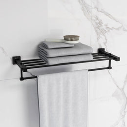 Plantex 304 Grade Stainless Steel 24 inch Towel Rack/Towel Hanger for Bathroom/Towel Rod/Towel Bar/Bathroom Accessories - Splash (Black)
