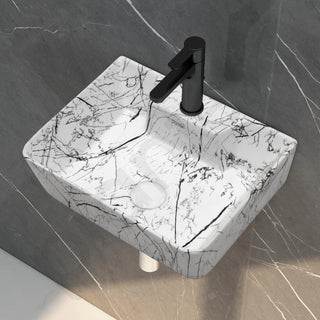 Plantex Wall Mounted Wash Basin for Bathroom/Designer Ceramic Washbasin/Rectangle Small Basin for Handwash/Home/Office (16 x 12 x 4.5 Inch)