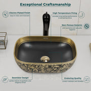 Plantex Designer Ceramic Basin/Table Top Wash Basin for Bathroom/Countertop Vessel Sink - Indo-European Collection (EQTT-466, 18 x 13 x 5.5)