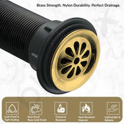 Plantex Brass with Nylon 6 inch Full Thread Waste Coupling for Wash Basin/Coupling for Sink - Pack of 1 (BH-1116, Gold)