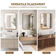 Plantex Aluminium Frame Mirror for Wall/Rectangle Wall Mount Mirror for Bedroom/Dressing Room/Living Room/Entryway - (18x24 Inch-Gold)