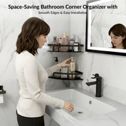 Plantex 304 Stainless Steel Corner/Bathroom Shelf/Kitchen Shelf/Wall Mount - Pack of 2 (Black,9x9 Inches)