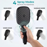 Plantex Hand Shower for Bath/4 Mode Multifunctional Shower/ABS Plastic Silicone Handheld Shower/Easy Mode Switching – (Black, APS-H592)