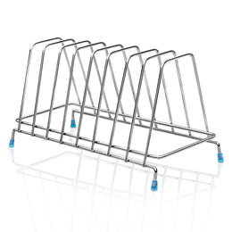 Plantex Stainless Steel Plate Rack/8 Slot Plate Stand for Kitchen Cabinet/6-Inches Dish Rack with Anti-Skid Cap Coated Leg(Pack of 1, Size-6 Inches, Slot-8), 13.5x35.5x17 cm