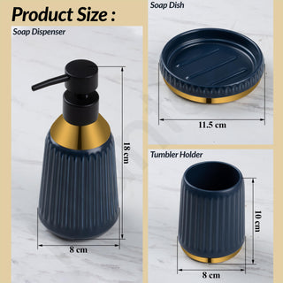 Plantex Ceramic Bathroom Set - Soap Holder for Bathroom/Liquid Soap Dispenser/Tumbler Holder/Toothbrush Holder - 3 Pcs Set