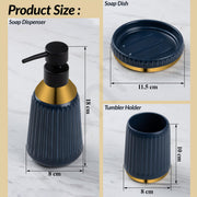 Plantex Ceramic Bathroom Set - Soap Holder for Bathroom/Liquid Soap Dispenser/Tumbler Holder/Toothbrush Holder - 3 Pcs Set