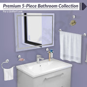 Plantex 304 Grade Stainless Steel Bathroom Accessories Set of 5 - Towel Rod/Hand Napkin Hanger for Wash Basin/Soap Case/Toothbrush Holder/Robe Hook - Daizy (Chrome)
