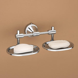 Plantex 304 Grade Stainless Steel Double Soap Holder for Bathroom/Soap Dish/Bathroom Soap Stand/Bathroom Accessories Pack of 4, Niko (Chrome)