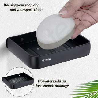 Plantex Aluminium Soap Holder for Bathroom/Soap Case/Soap Stand/Bathroom Accessories - Pack of 1 (1504, Black)