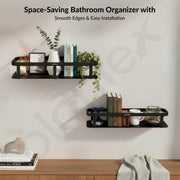Plantex Stainless 304 Grade Steel Shelf for Bathroom/Kitchen Rack - Bathroom Accessories - Pack of 2 (12X5 Inches-Black Finish)