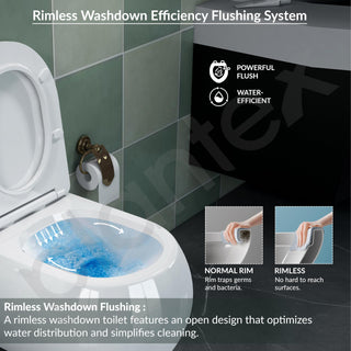 Plantex Commode for Toilet/Ceramic Wall Hung Commode/Rimless Commode with Soft Closing Toilet Seat - P Trap (White)