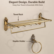 Plantex Aluminium Antique Bathroom Accessories Set of 5-pcs/Bathroom Hardware Set (Towel Rack/Napkin Ring/Paper Holder/Soap Dish/Tumbler Holder)