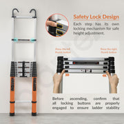 Plantex 4.6m (15 ft.) Aluminium Telescopic Ladder/12-Step Portable Ladder with Removable Hooks/Foldable Multipurpose Collapsible Ladder for Home & Outdoor Use/2 Year of Warranty by Plantex - (Orange)