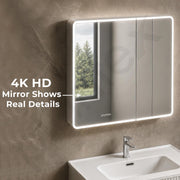Plantex Wall Mount Vanity Cabinet with Washbasin and Mirror/Rectangular Basin with Cabinet for Bathroom - (Gizmo - 800, White)