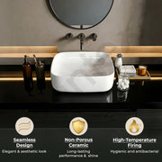 Plantex Platinum Ceramic Wash Basin/Basin for Bathroom/Tabletop Wash Basin/ Bathroom Basin (White, 16 x 16 x 5 Inch)