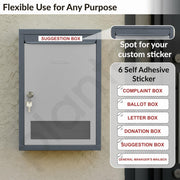 Plantex All in one Multipurpose with Big Size Letter Box for Home/Post Box/Suggestion Box/Complaint Box/Donation Box with Lock Table Top or Wall Mount - (Grey)