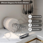 Plantex Stainless Steel Plate Stand/Dish Rack/Thali Stand for Modular Kitchen/Tandem Box Accessories - 12 Sections (Chrome/Pack of 1)