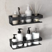Plantex Self Adhesive Shelf for Bathroom/Stainless Steel Wall Shelf for Kitchen/No Drill Wall Shelves- Pack of 2 (12 x 4 Inch - Black)