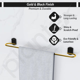 Plantex 304 Grade Stainless Steel 24 inch Single Towel Rod for Bathroom/Towel Bar/Towel Hanger/Bathroom Accessories - Parv (Gold & Black)