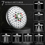 Plantex ABS Shower Head For Bathroom/Overhead Shower Without Arm/8 Different Modes Shower Head/Rain Shower Head For Bathroom - (Chrome)