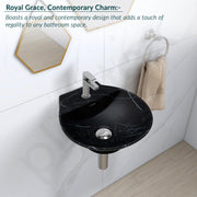Plantex Ceramic Wall Hung Wash Basin/Wall Mount Basin for Bathroom/Washbasin Sink for Home/Office/Restaurant (Black - 15 x 15 x 5 Inch)