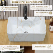 Plantex Tabletop Wash Basin for Bathroom/Designer Ceramic Basin/Rectangle Countertop Wash Basin/Home/Office (16 x 12 x 5 Inch)
