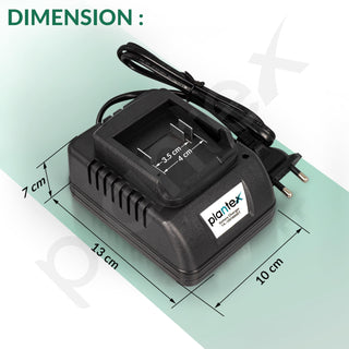 Plantex Battery Charger/Charging Currant 2 Ampier/Power Charger - 21V (FA-1201600ST, Black)