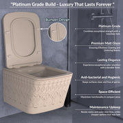 Plantex Ceramic Commode/Rimless Western Toilet/Wall Hung Commode with Soft Closing Toilet Seat Cover- P Trap - (LAS03, Khakhi)