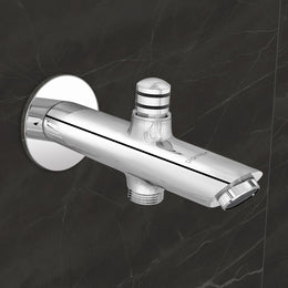 Plantex Pure Brass Bathtub Spout with Brass Wall Flange/Button Attachment for Hand Shower -(BAL-522-Mirror-Chrome)