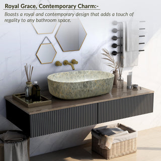 Plantex Tabletop Wash Basin for Bathroom/Designer Ceramic hand Wash Sink/Oval Countertop Wash Basin for Home/Office/hotel (22 x 13.5 x 6 Inch)