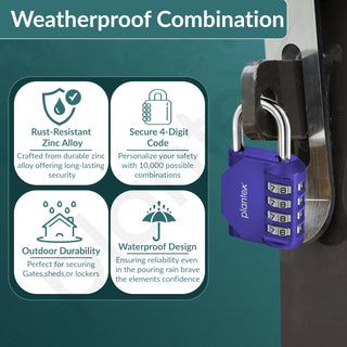 Plantex Number Lock/4 Digit Combination Lock/Zinc Alloy Locks for Luggage/Locks for Travel Bags/Locks for Cabin Luggage/Travel Essentials - Pack of 2 (Blue)