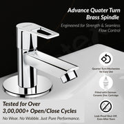 Plantex Pillar Cock Water Tap/Pure Brass Pillar Cock for Wash Basin with Teflon Tape/Single Lever Tabletop Basin Tap - (Chrome)