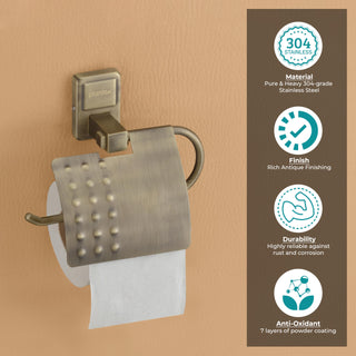 Plantex 304 Grade Stainless Steel Toilet Paper Roll Holder/Toilet Paper Holder in Bathroom/Kitchen/Bathroom Accessories - Darcy (Antique)