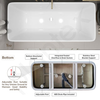 Plantex Freestanding Bathtub For Bathroom/Bath tub for Adults/Deep Soaker Bathtub with Overflow, Popup and Drain Pipe (BSM-209-White-1700mm)