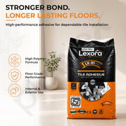 Plantex Lexora Tile Adhesive for Terracotta/Ceramic & Quarry Tiles/Polymer Modified Cement Adhesive for Floor & Wall Tiles Fixing/ Kitchen & Bathroom  Use - 20kg (LX-01, Grey)