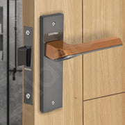 Plantex Heavy Duty Door Lock ÃƒÂ¢Ã¢â€šÂ¬Ã¢â‚¬Å“ Bathroom Door Lock/Mortise 8inch Keyless Plate Handle Set for Home/Bathroom/Store Room/Balcony/Office with Baby Latch (8113, Satin Black & PVD Choco)